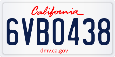 CA license plate 6VBO438