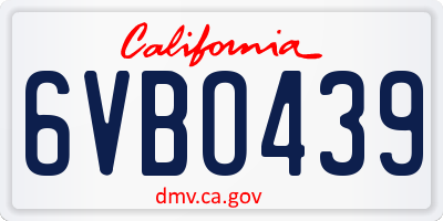 CA license plate 6VBO439