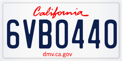 CA license plate 6VBO440