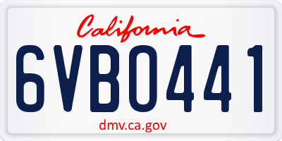 CA license plate 6VBO441