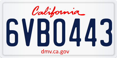 CA license plate 6VBO443