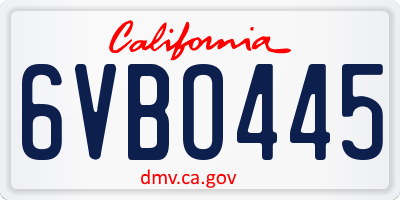 CA license plate 6VBO445