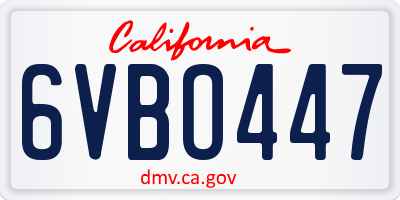 CA license plate 6VBO447