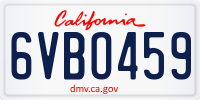 CA license plate 6VBO459