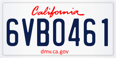 CA license plate 6VBO461