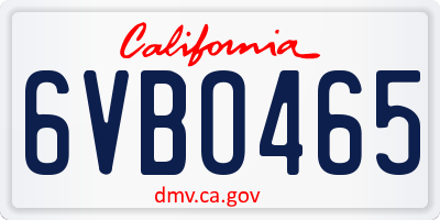 CA license plate 6VBO465
