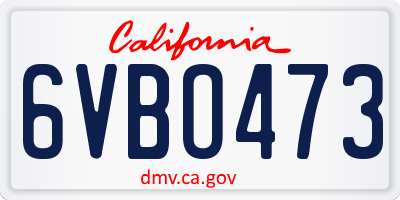 CA license plate 6VBO473