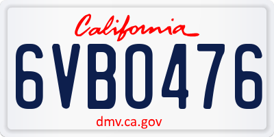 CA license plate 6VBO476