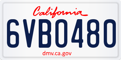 CA license plate 6VBO480