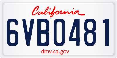 CA license plate 6VBO481