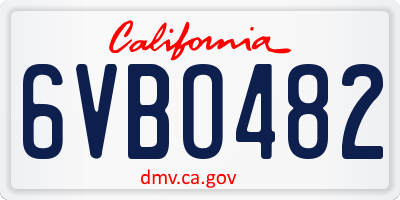 CA license plate 6VBO482