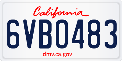 CA license plate 6VBO483