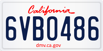 CA license plate 6VBO486