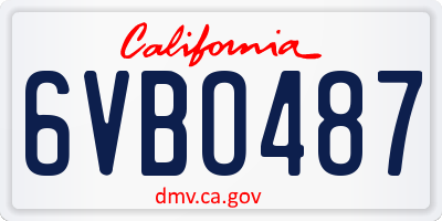 CA license plate 6VBO487