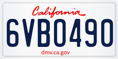 CA license plate 6VBO490