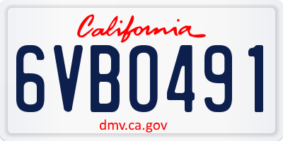 CA license plate 6VBO491