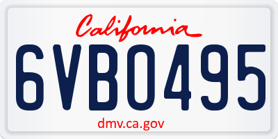 CA license plate 6VBO495