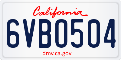 CA license plate 6VBO504