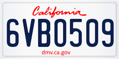 CA license plate 6VBO509