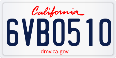 CA license plate 6VBO510