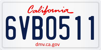 CA license plate 6VBO511