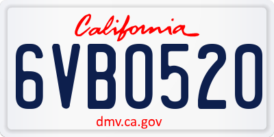 CA license plate 6VBO520