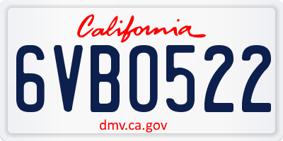 CA license plate 6VBO522
