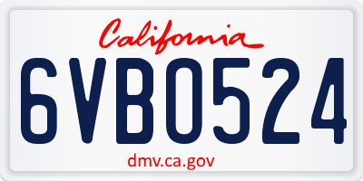 CA license plate 6VBO524