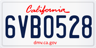 CA license plate 6VBO528