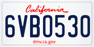 CA license plate 6VBO530
