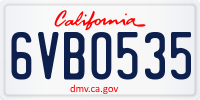 CA license plate 6VBO535