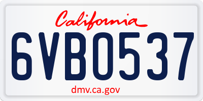 CA license plate 6VBO537