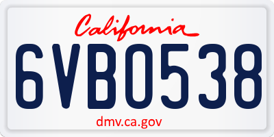 CA license plate 6VBO538