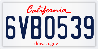 CA license plate 6VBO539