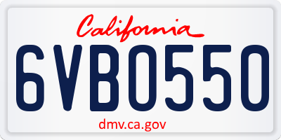 CA license plate 6VBO550