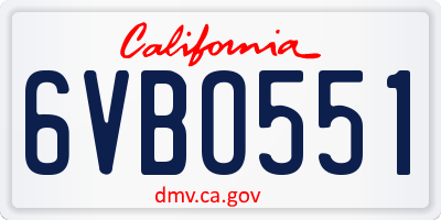 CA license plate 6VBO551