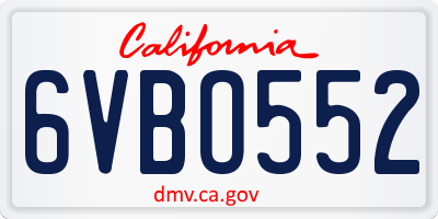 CA license plate 6VBO552