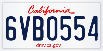 CA license plate 6VBO554