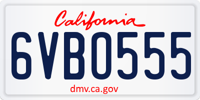 CA license plate 6VBO555