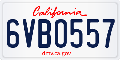 CA license plate 6VBO557