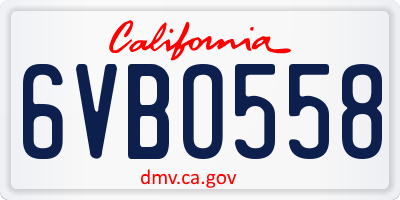 CA license plate 6VBO558