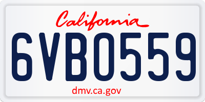 CA license plate 6VBO559