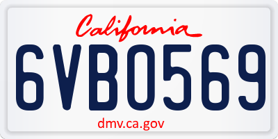 CA license plate 6VBO569