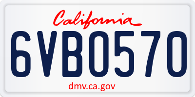CA license plate 6VBO570