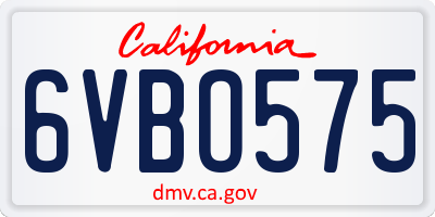 CA license plate 6VBO575