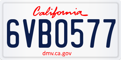 CA license plate 6VBO577