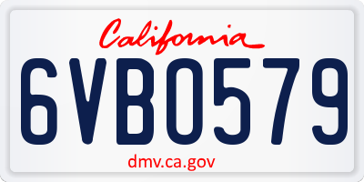 CA license plate 6VBO579