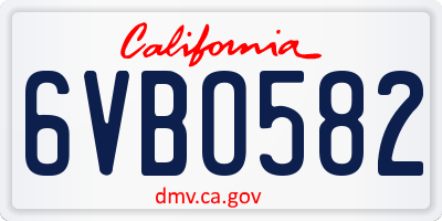CA license plate 6VBO582