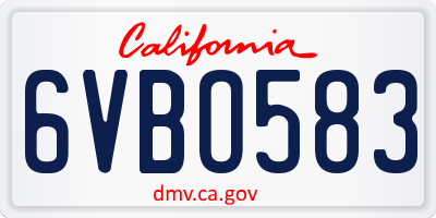 CA license plate 6VBO583