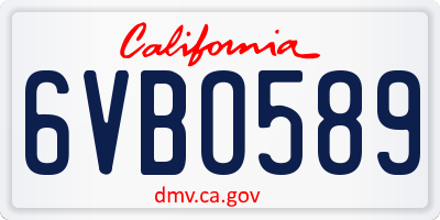 CA license plate 6VBO589